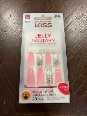 Kiss Jelly Fantasy Translucent Pink & Silver Glitter Press-On Nails